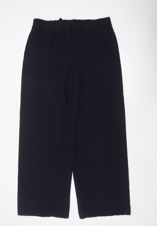 Marks & Spencer Women Navy UK 16 Long Wide Leg High Rise Trousers