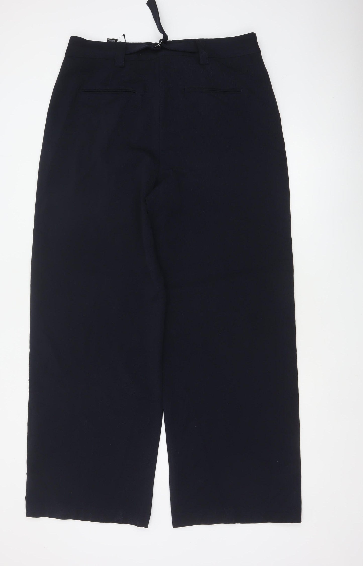 Marks & Spencer Women Navy UK 16 Long Wide Leg High Rise Trousers