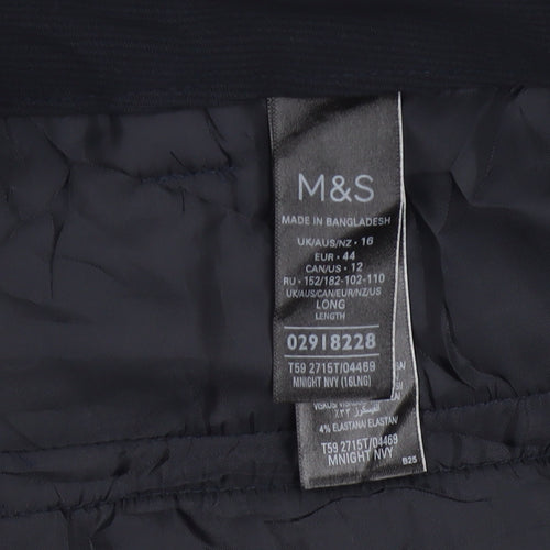 Marks & Spencer Women Navy UK 16 Long Wide Leg High Rise Trousers