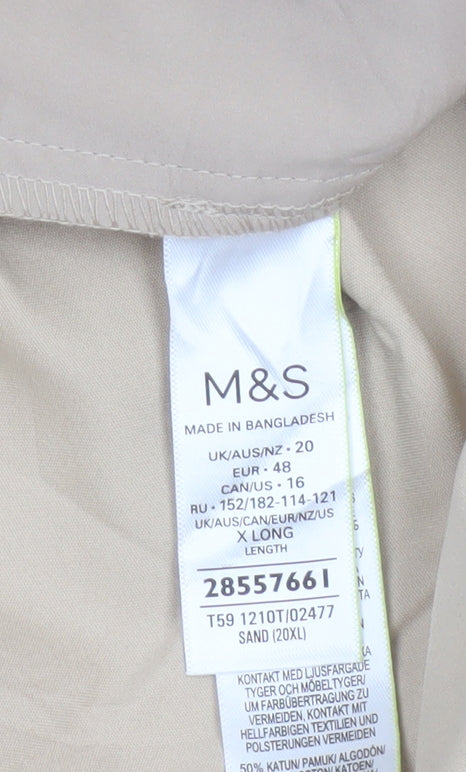 M&S Women’s Beige Size 20 Long Tapered Smart Work Trousers