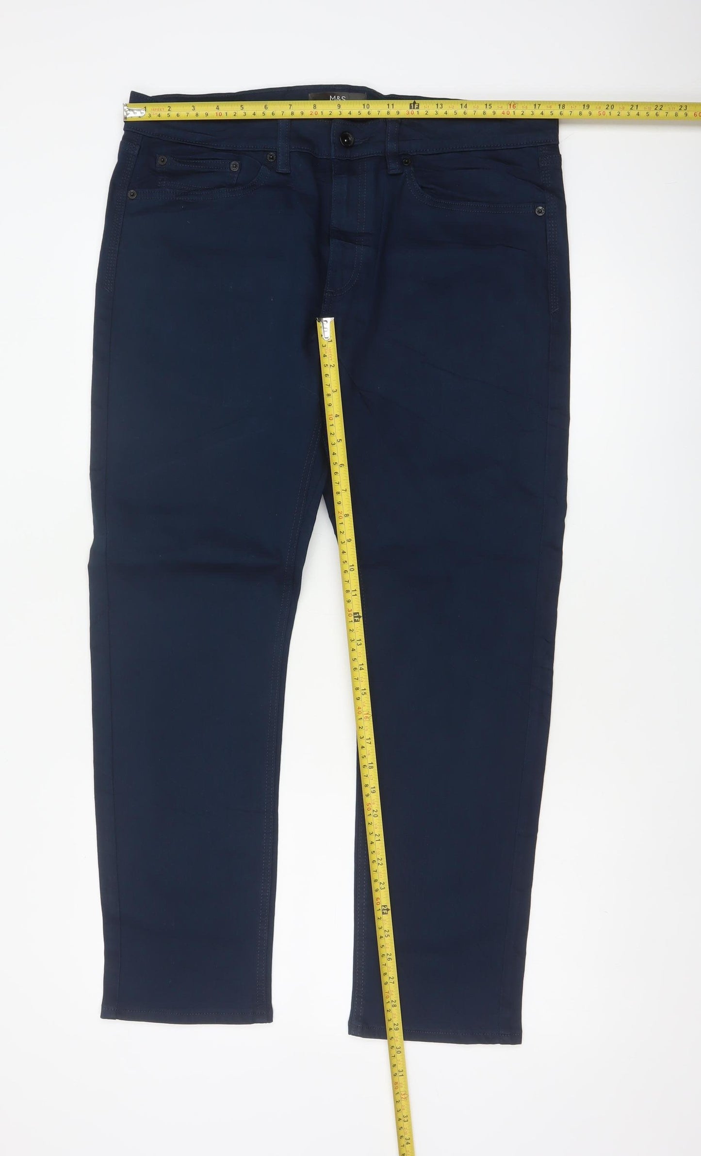 Marks & Spencer Men’s Blue 34/29 Slim Fit Tapered Stretch Jeans