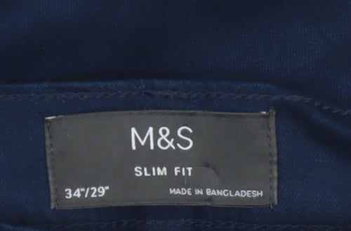 Marks & Spencer Men’s Blue 34/29 Slim Fit Tapered Stretch Jeans