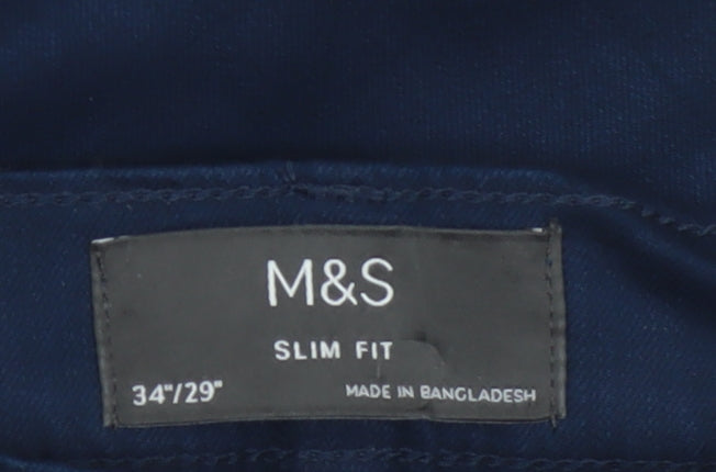 Marks & Spencer Men’s Blue 34/29 Slim Fit Tapered Stretch Jeans