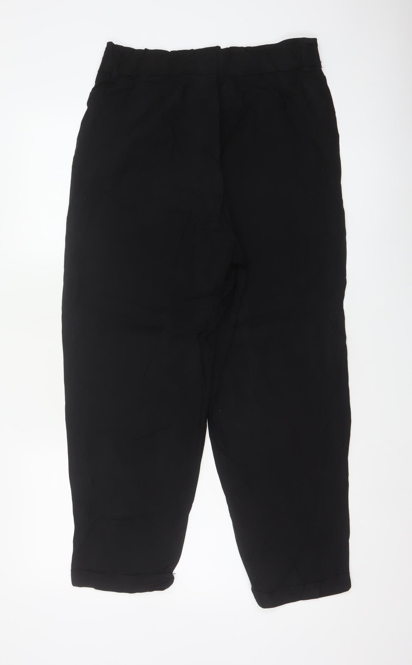 Zara Women Black UK 14 High Rise Tapered Paperbag Trousers