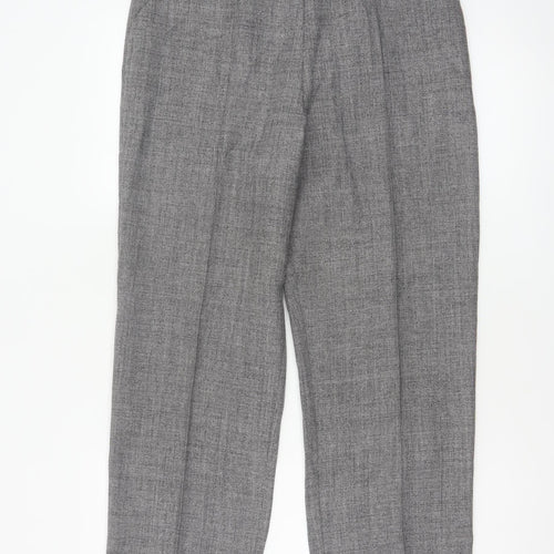 Marks & Spencer Women Grey UK 12 Short Herringbone Straight Dress Trousers