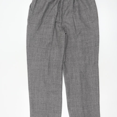 Marks & Spencer Women Grey UK 12 Short Herringbone Straight Dress Trousers