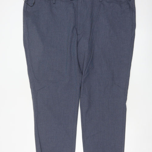 M&S Men’s Blue Linen Blend Dress Trousers 50in Waist 29in Short