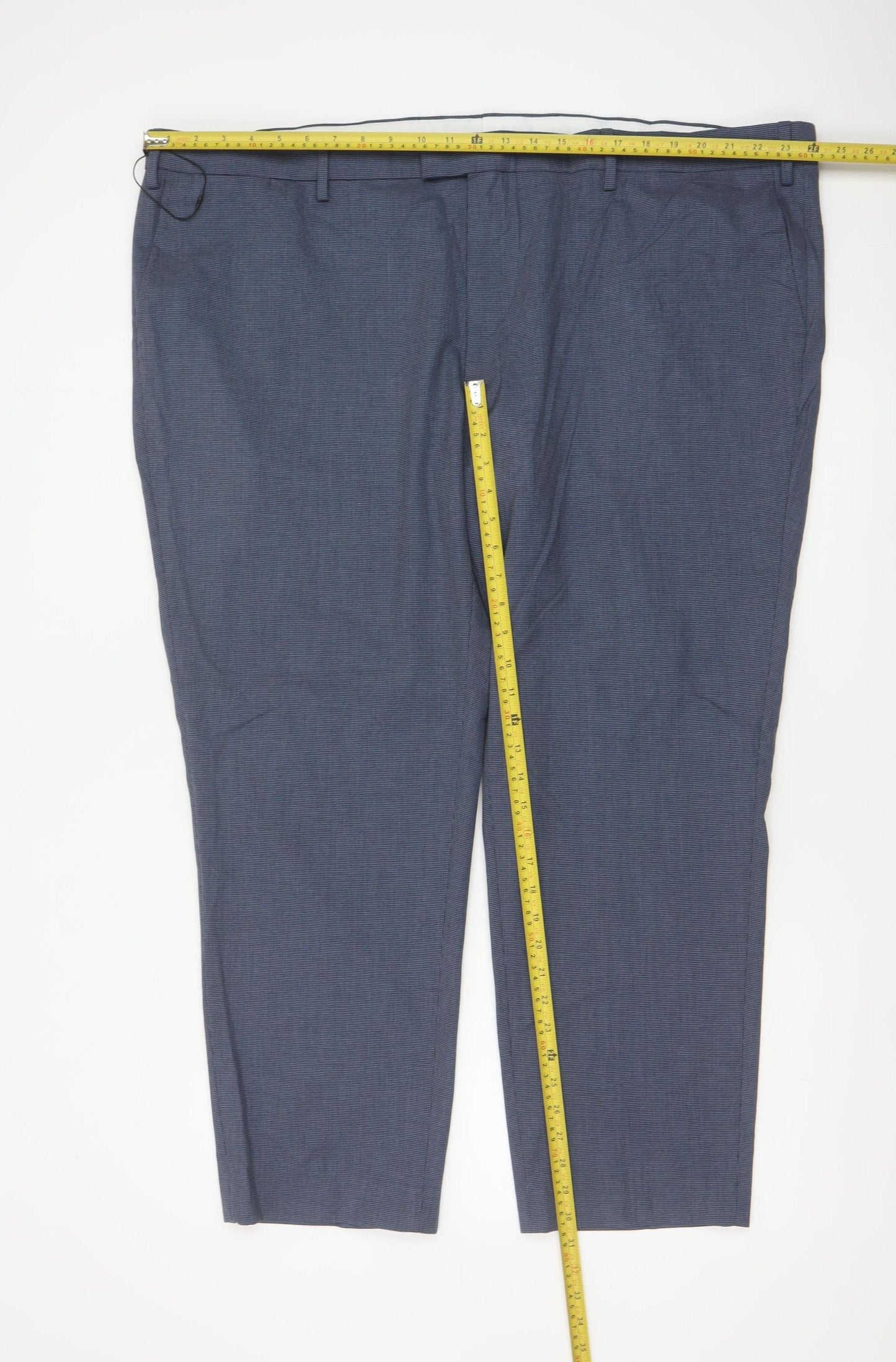 M&S Men’s Blue Linen Blend Dress Trousers 50in Waist 29in Short