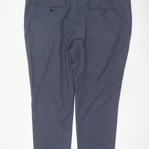 M&S Men’s Blue Linen Blend Dress Trousers 50in Waist 29in Short