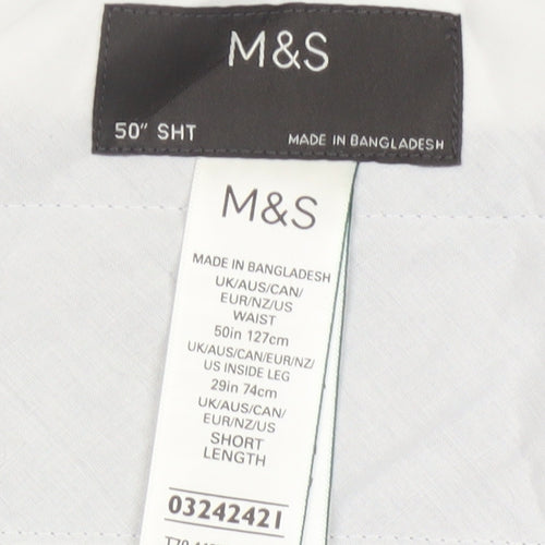 M&S Men’s Blue Linen Blend Dress Trousers 50in Waist 29in Short
