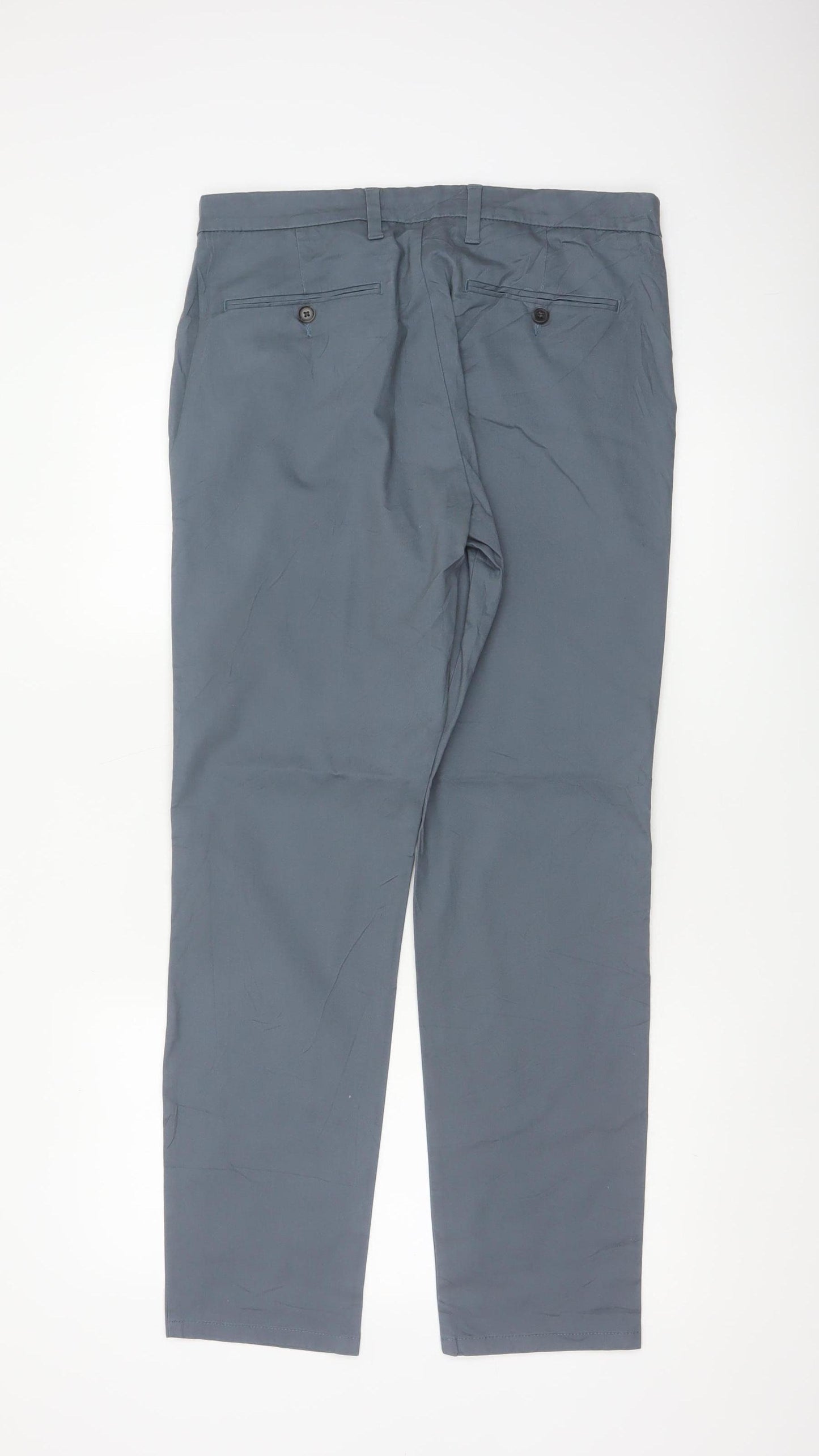 Marks and Spencer Men Grey Slim Fit Chino Trousers 32/31 Cotton Stretch