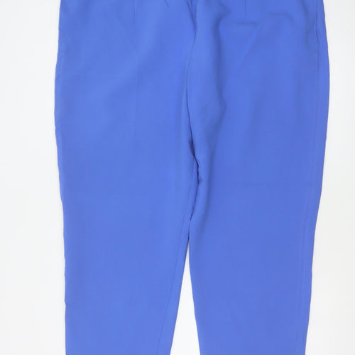 M&S Women Blue Size 24 High Rise Straight Ankle Trousers