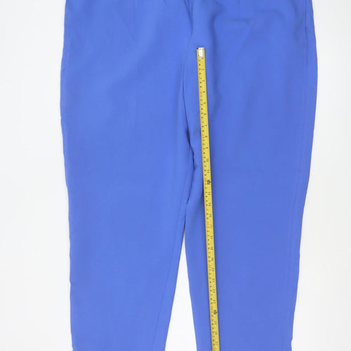 M&S Women Blue Size 24 High Rise Straight Ankle Trousers