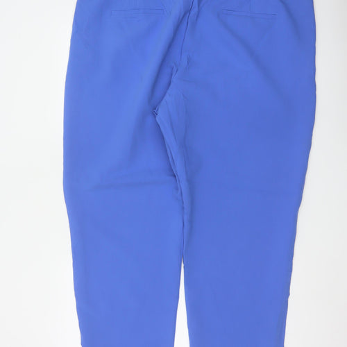 M&S Women Blue Size 24 High Rise Straight Ankle Trousers