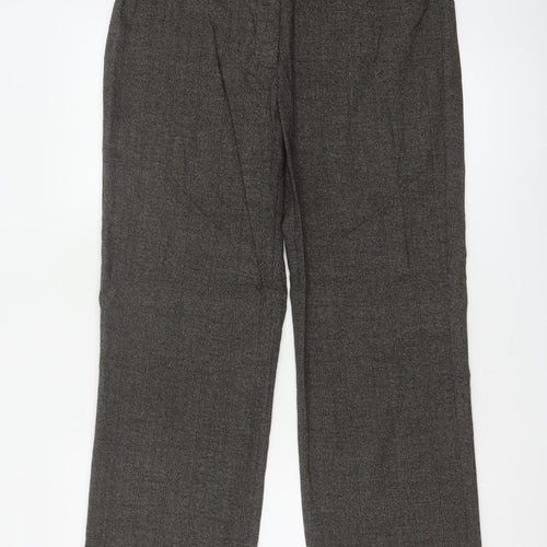 Per Una Women Grey UK 12 Straight Leg Belted Herringbone Trousers