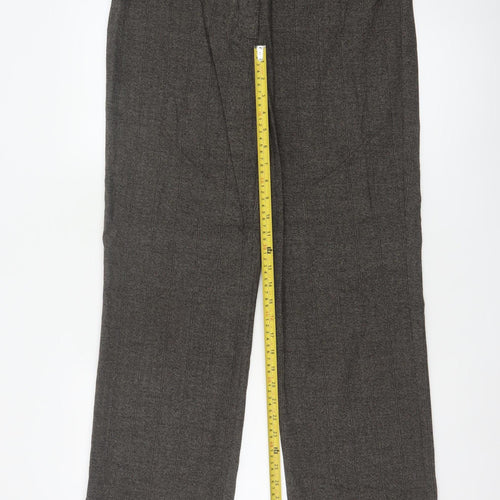 Per Una Women Grey UK 12 Straight Leg Belted Herringbone Trousers