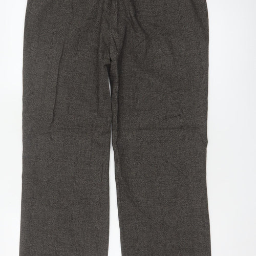 Per Una Women Grey UK 12 Straight Leg Belted Herringbone Trousers