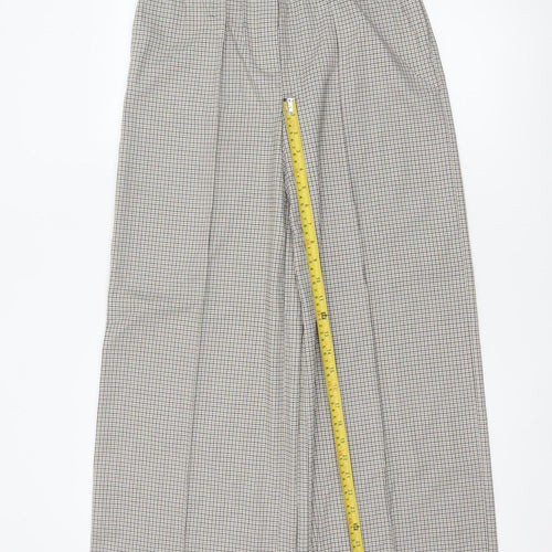 Marks & Spencer Women Multicoloured Check Wide-Leg Trousers UK 8 Regular