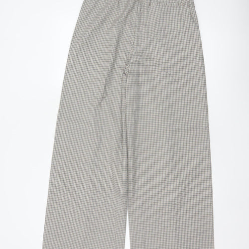 Marks & Spencer Women Multicoloured Check Wide-Leg Trousers UK 8 Regular