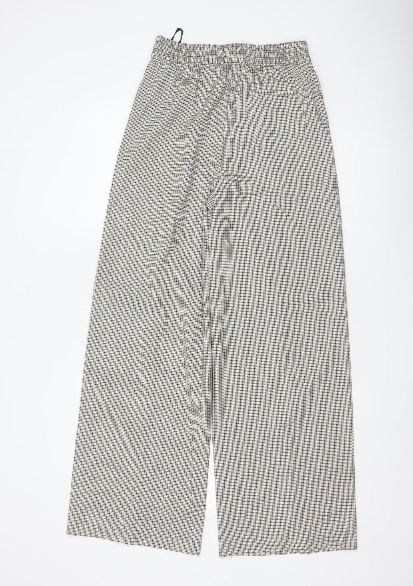 Marks & Spencer Women Multicoloured Check Wide-Leg Trousers UK 8 Regular