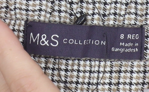 Marks & Spencer Women Multicoloured Check Wide-Leg Trousers UK 8 Regular