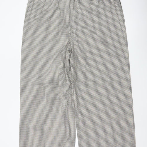 M&S Women Beige Check Wide Leg Elastic Waist Trousers UK 18 Long