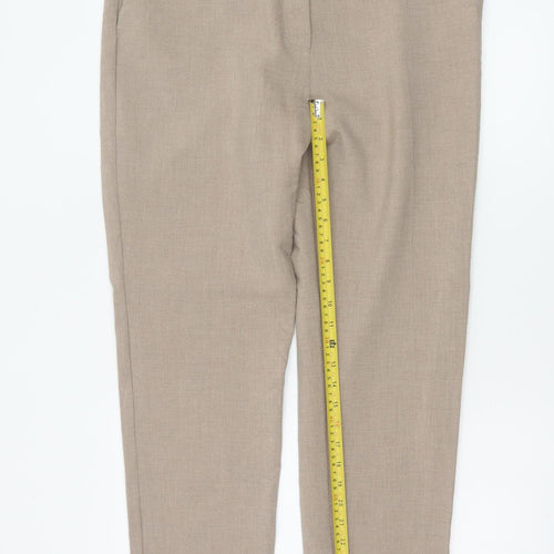 M&S Women Beige Size 16 Long Tapered Smart Dress Trousers