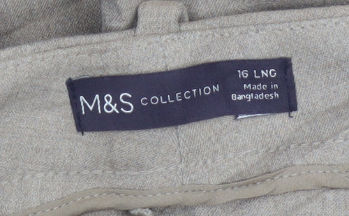 M&S Women Beige Size 16 Long Tapered Smart Dress Trousers