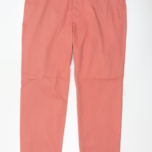 M&S Mens Pink 40in Regular Fit Straight Chino Trousers Cotton Blend