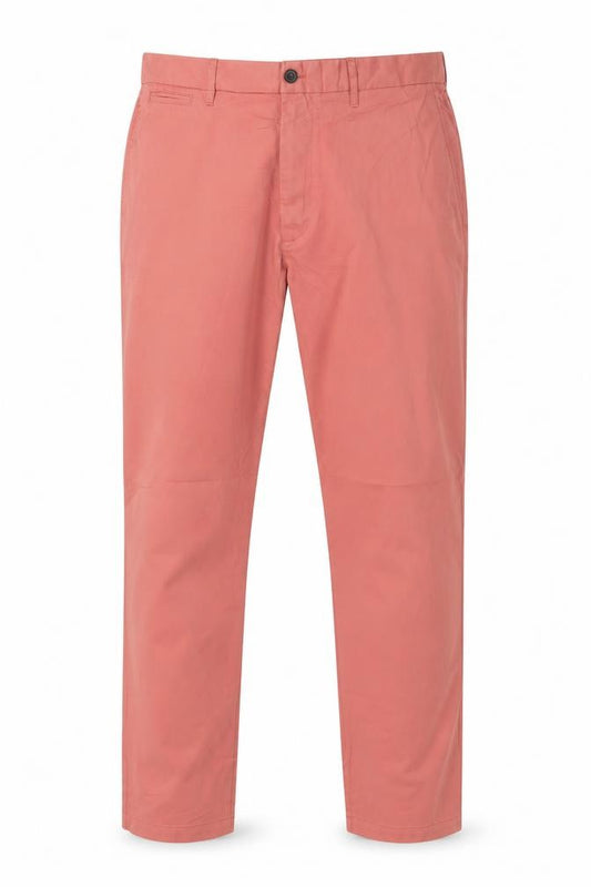 M&S Mens Pink 40in Regular Fit Straight Chino Trousers Cotton Blend