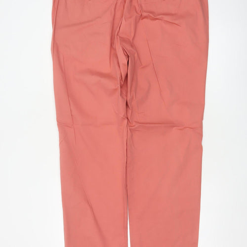 M&S Mens Pink 40in Regular Fit Straight Chino Trousers Cotton Blend