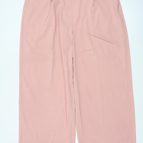 Marks & Spencer Women Pink UK 20 Wide Leg High Rise Trousers