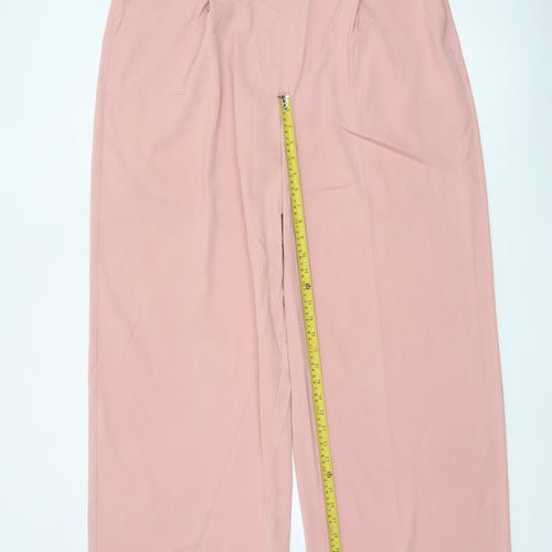 Marks & Spencer Women Pink UK 20 Wide Leg High Rise Trousers