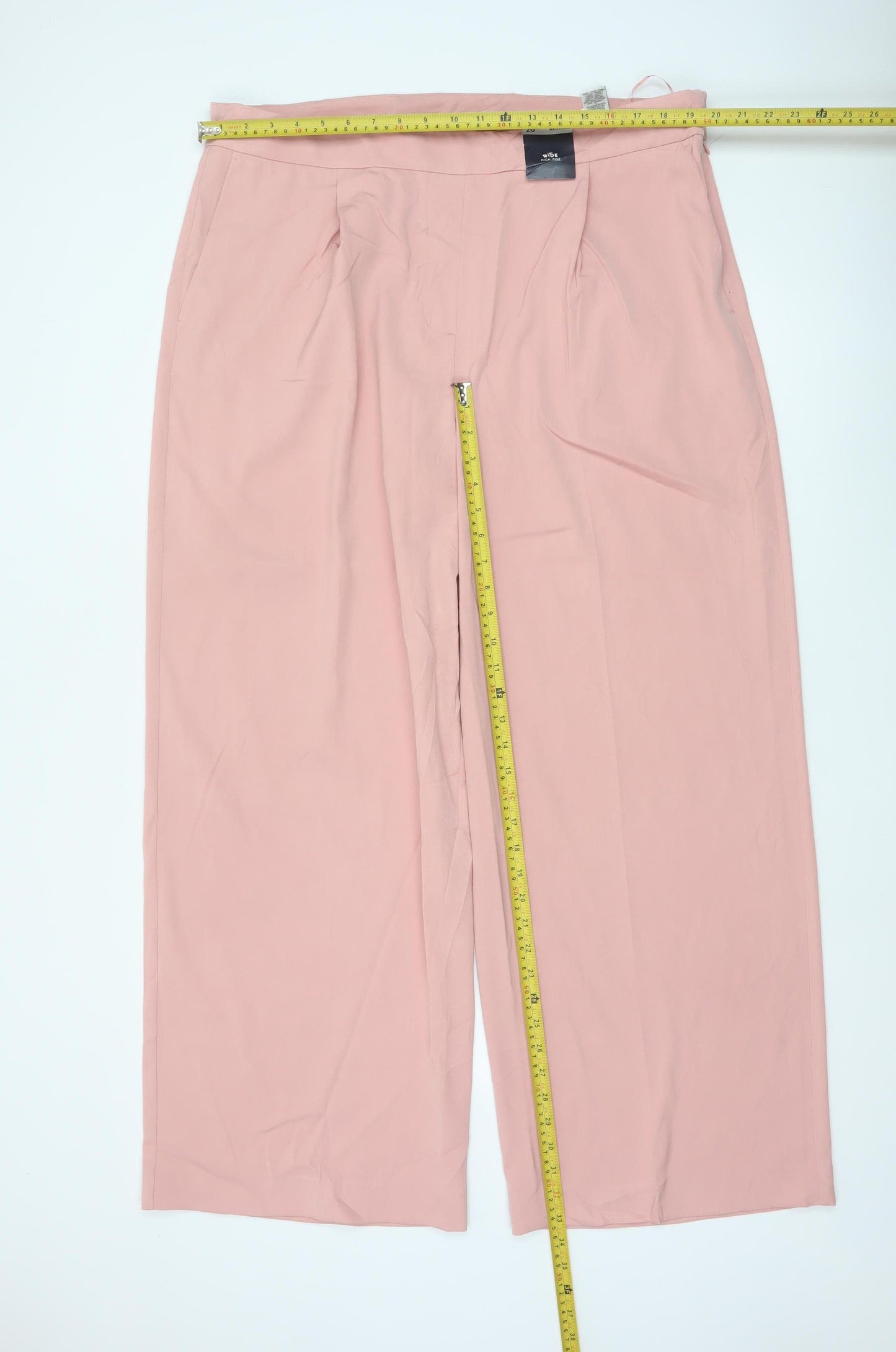 Marks & Spencer Women Pink UK 20 Wide Leg High Rise Trousers