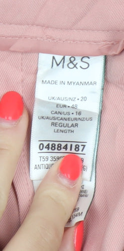 Marks & Spencer Women Pink UK 20 Wide Leg High Rise Trousers