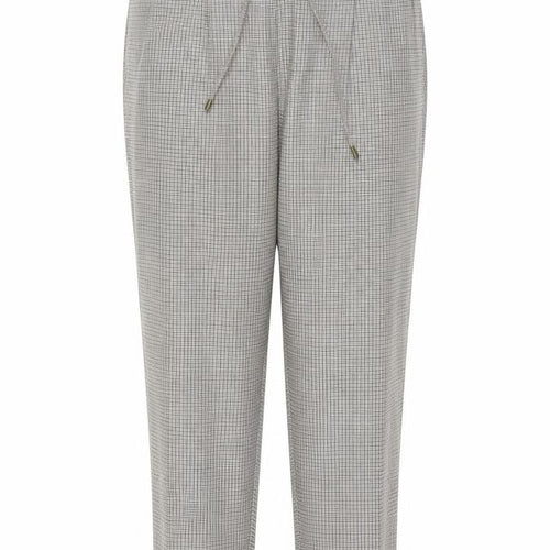 Marks & Spencer Women Beige Check Tapered Ankle Grazer Trousers UK 16