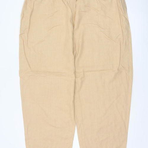 Marks and Spencer Women’s Beige Size 22 Linen Blend Tapered Trousers