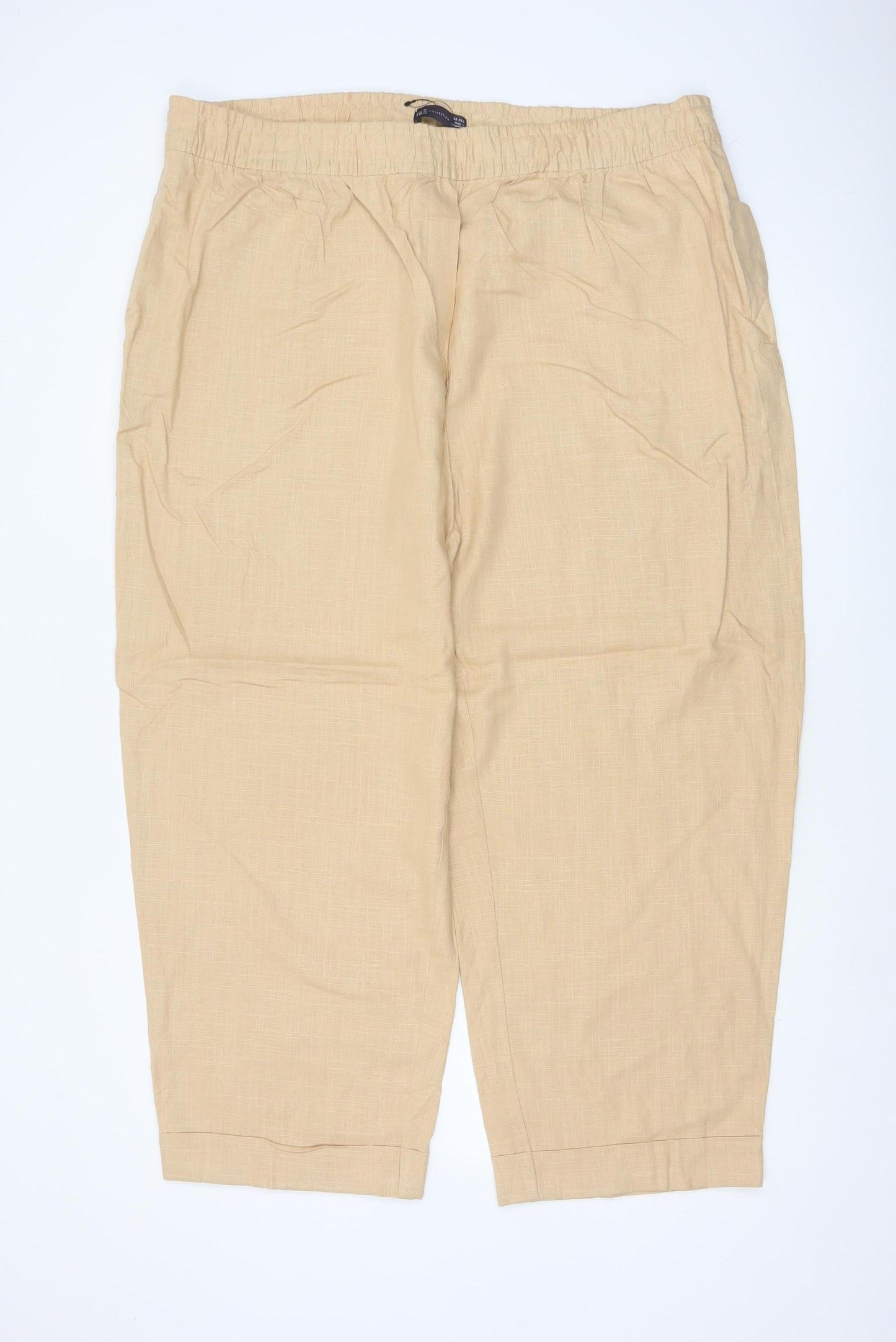Marks and Spencer Women’s Beige Size 22 Linen Blend Tapered Trousers