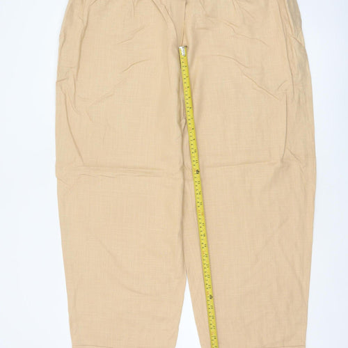 Marks and Spencer Women’s Beige Size 22 Linen Blend Tapered Trousers