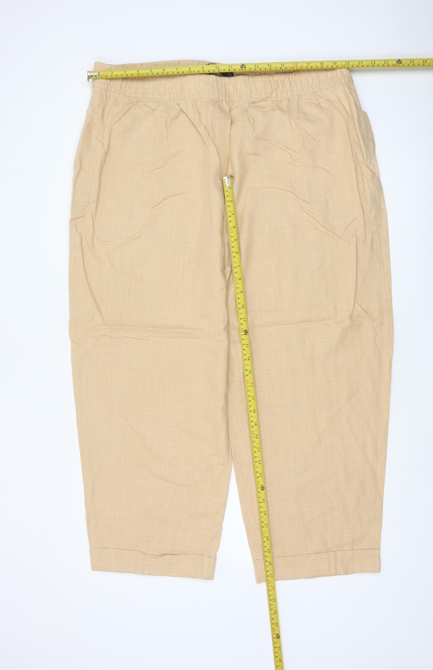 Marks and Spencer Women’s Beige Size 22 Linen Blend Tapered Trousers