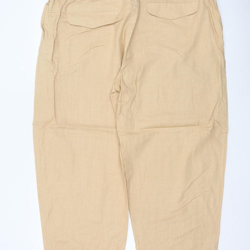 Marks and Spencer Women’s Beige Size 22 Linen Blend Tapered Trousers