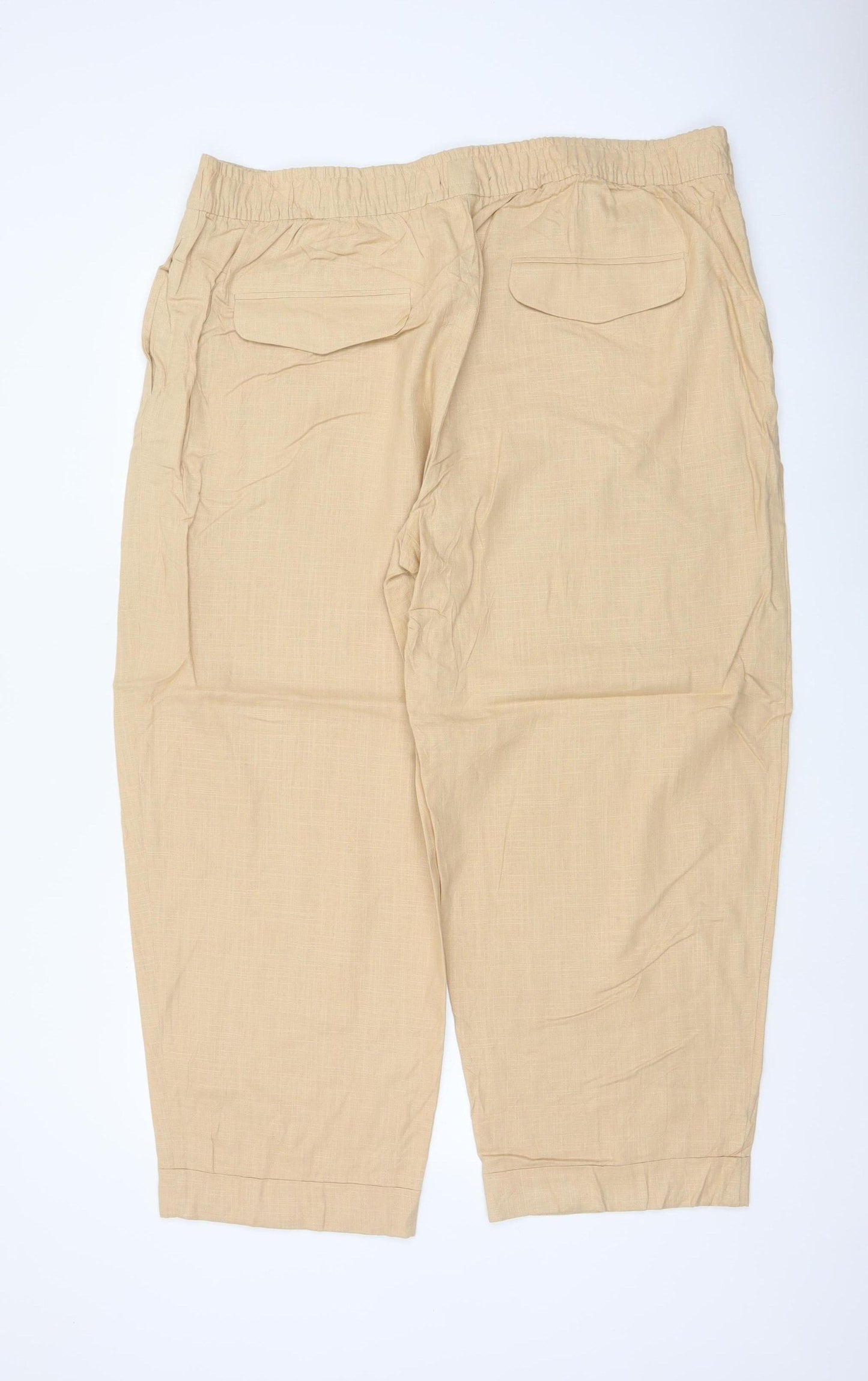 Marks and Spencer Women’s Beige Size 22 Linen Blend Tapered Trousers
