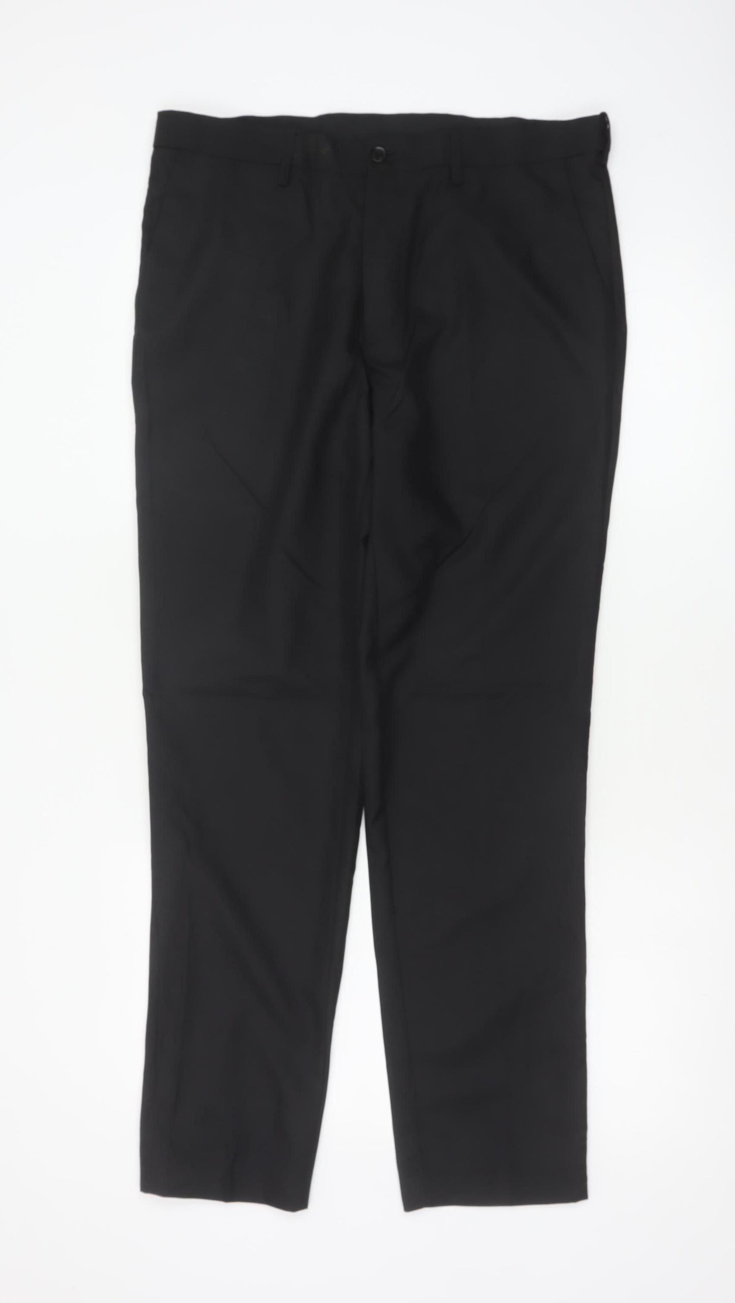 Marks and Spencer Men's Black 34R Slim Fit Dress Trousers 34in