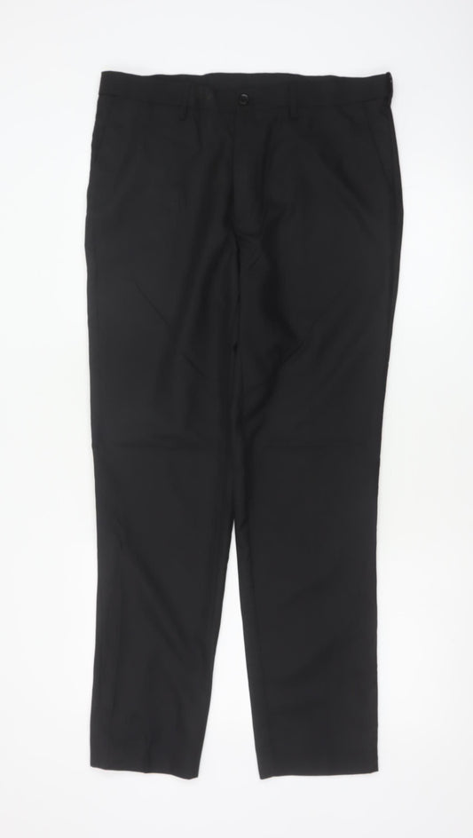 Marks and Spencer Men's Black 34R Slim Fit Dress Trousers 34in