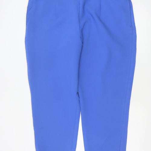 M&S Women Blue UK 22 Short High Rise Straight Trousers