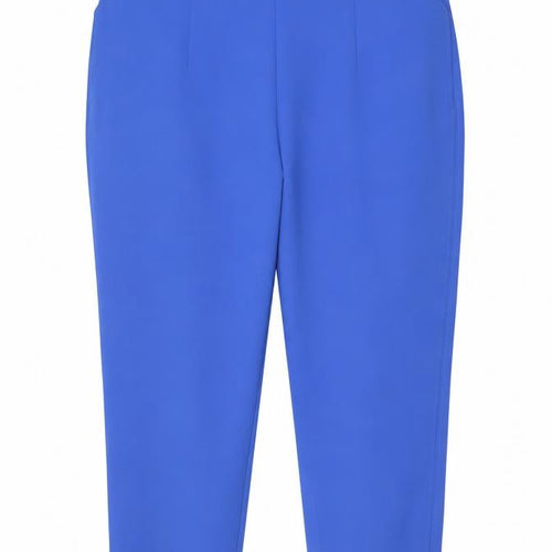M&S Women Blue UK 22 Short High Rise Straight Trousers