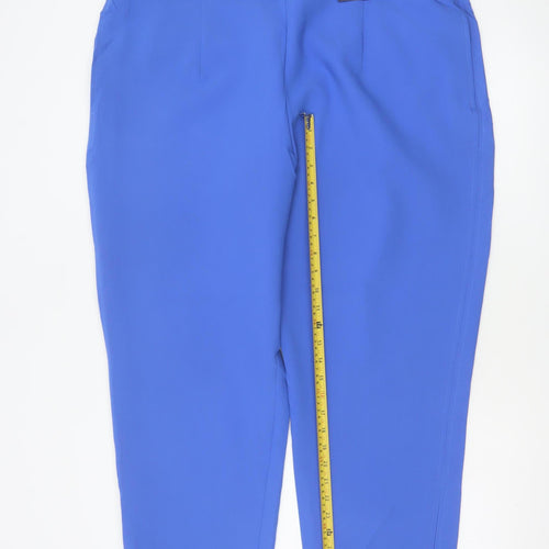 M&S Women Blue UK 22 Short High Rise Straight Trousers