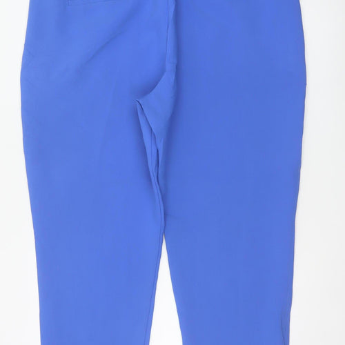 M&S Women Blue UK 22 Short High Rise Straight Trousers