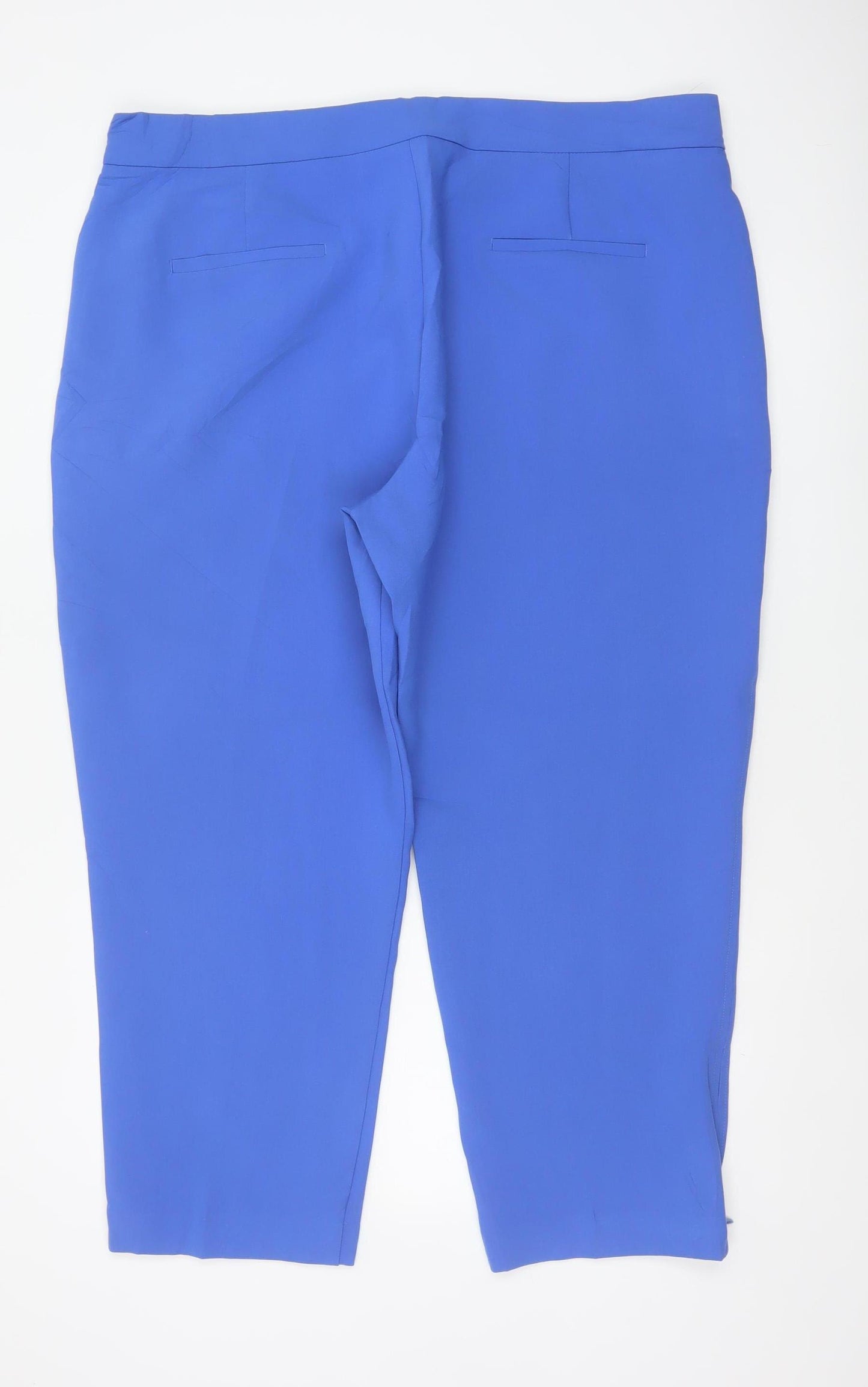 M&S Women Blue UK 22 Short High Rise Straight Trousers