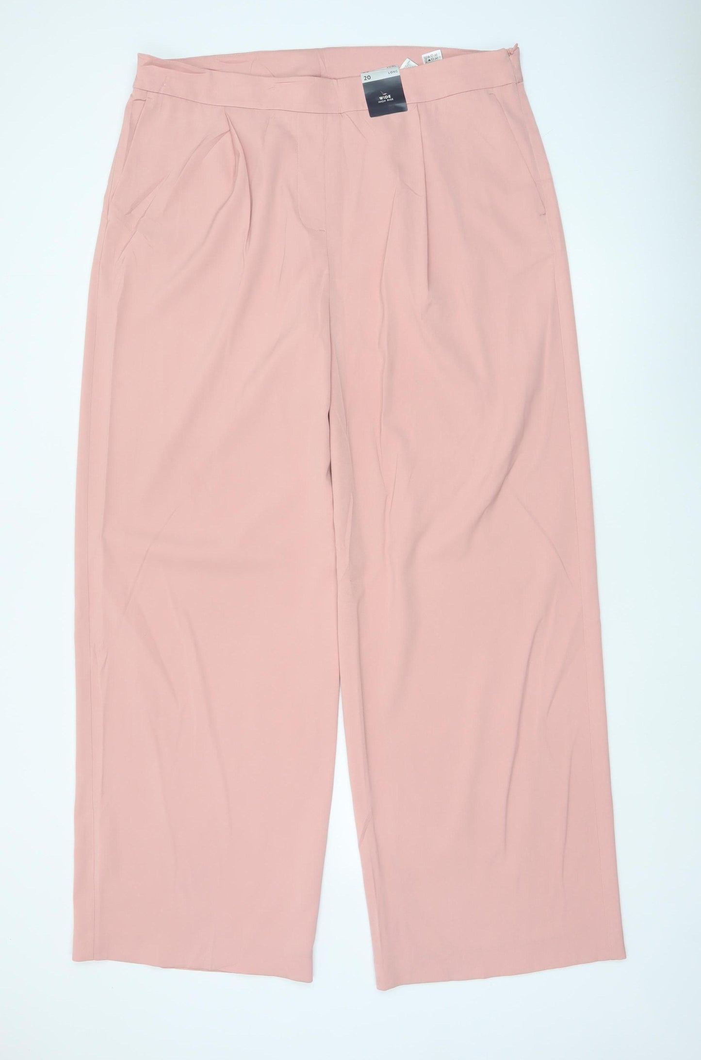 Marks & Spencer Women’s Pink Size 20 Wide Leg High Rise Trousers